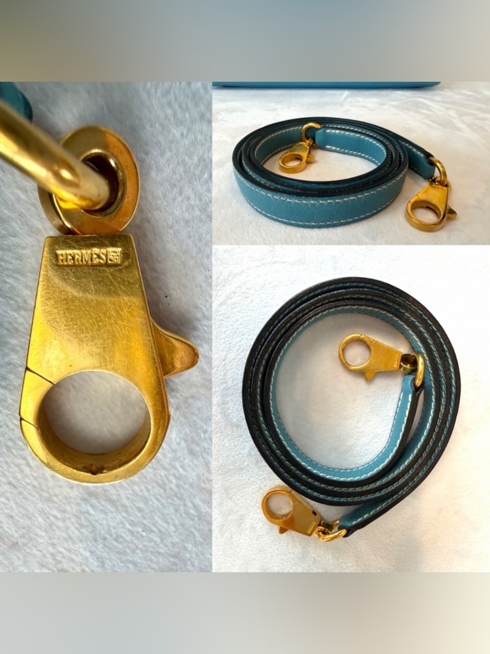 Hermes Kelly32 Retourne,Togo, BleuJean/Gold, box/duster/twilly, PRICE FIRM - Picture 13 of 17